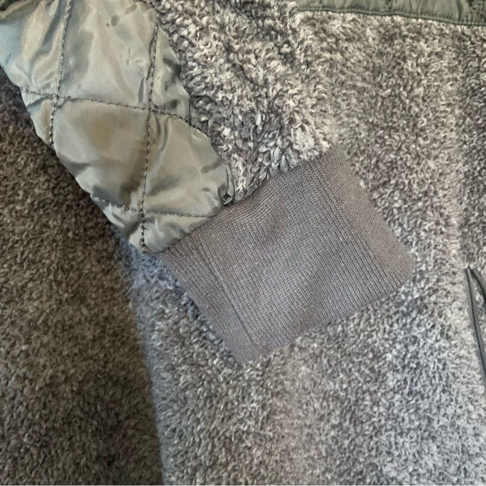SIMPLY SOUTHERN Asymmetrical Snap Up Sherpa Fleece Pullover Gray Women's Medium - Picture 10 of 14
